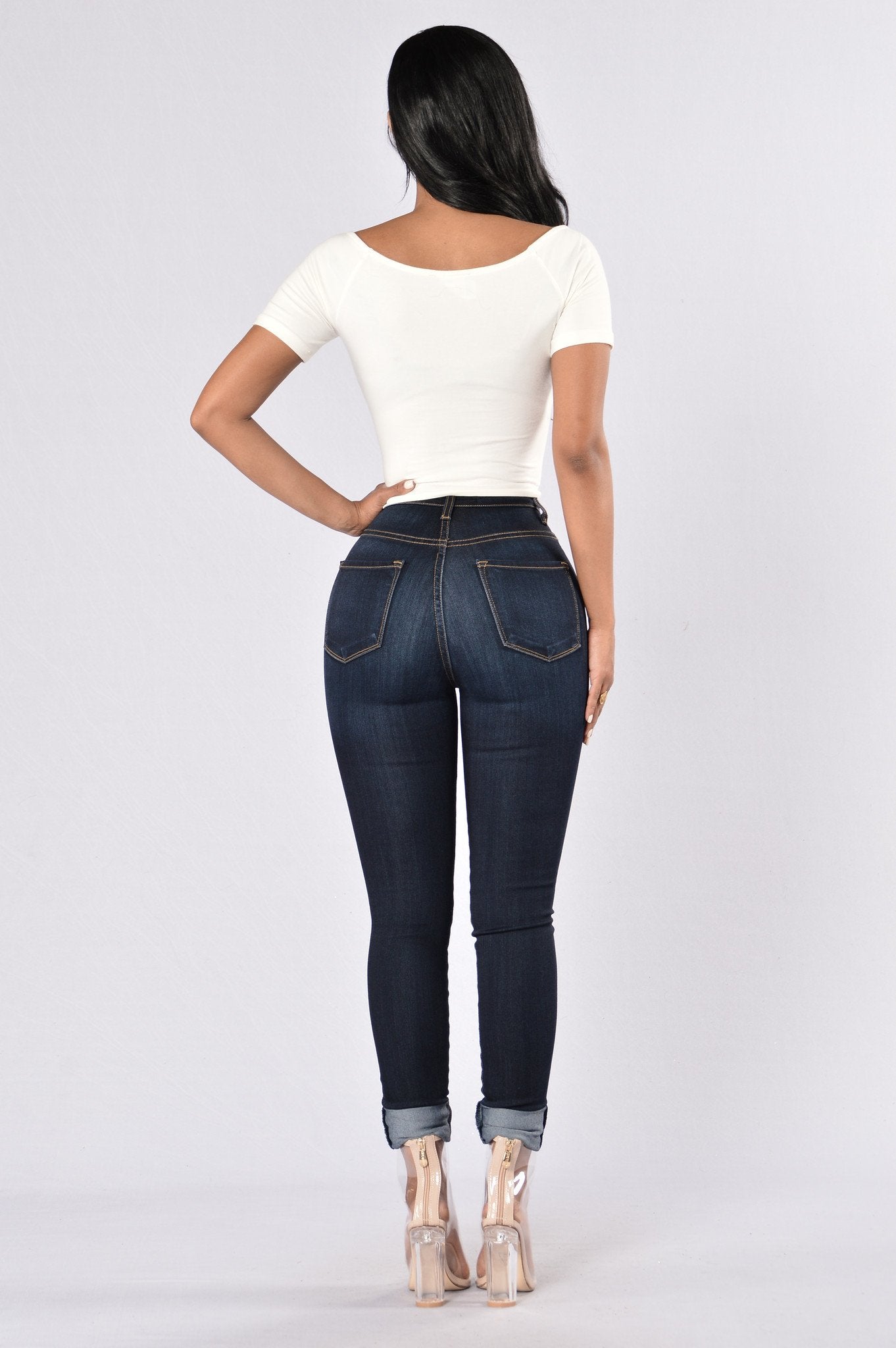 Classic High Waist Skinny Jeans - Dark