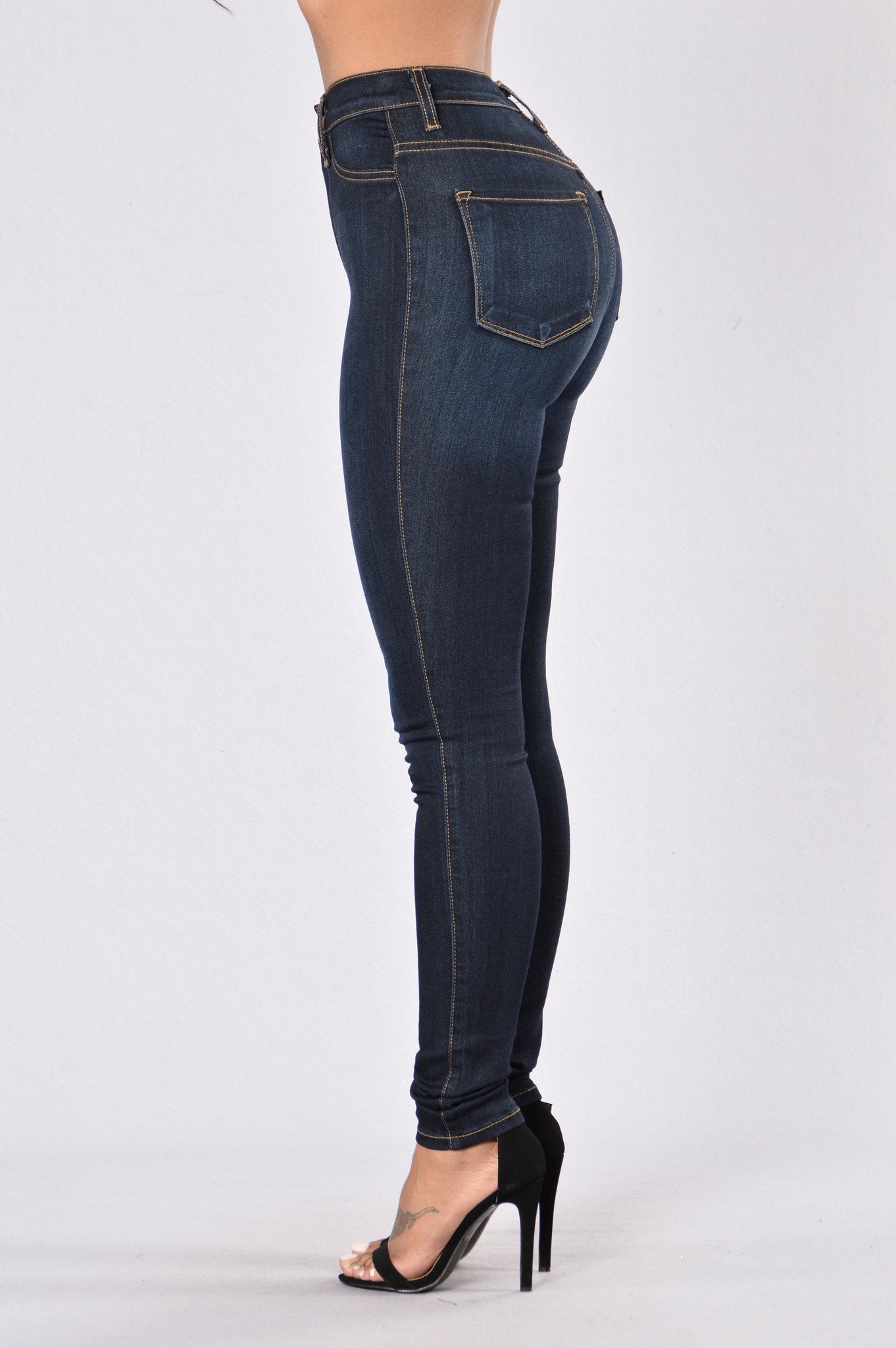Classic High Waist Skinny Jeans - Dark
